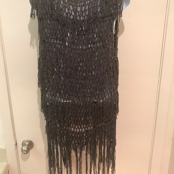 Umgee USA fringe charcoal gray boho vest! - Picture 6 of 14